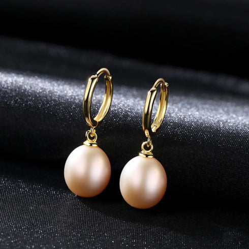 Oval Sterling Silver Pearl Hoop Earrings Ana - Jewelry